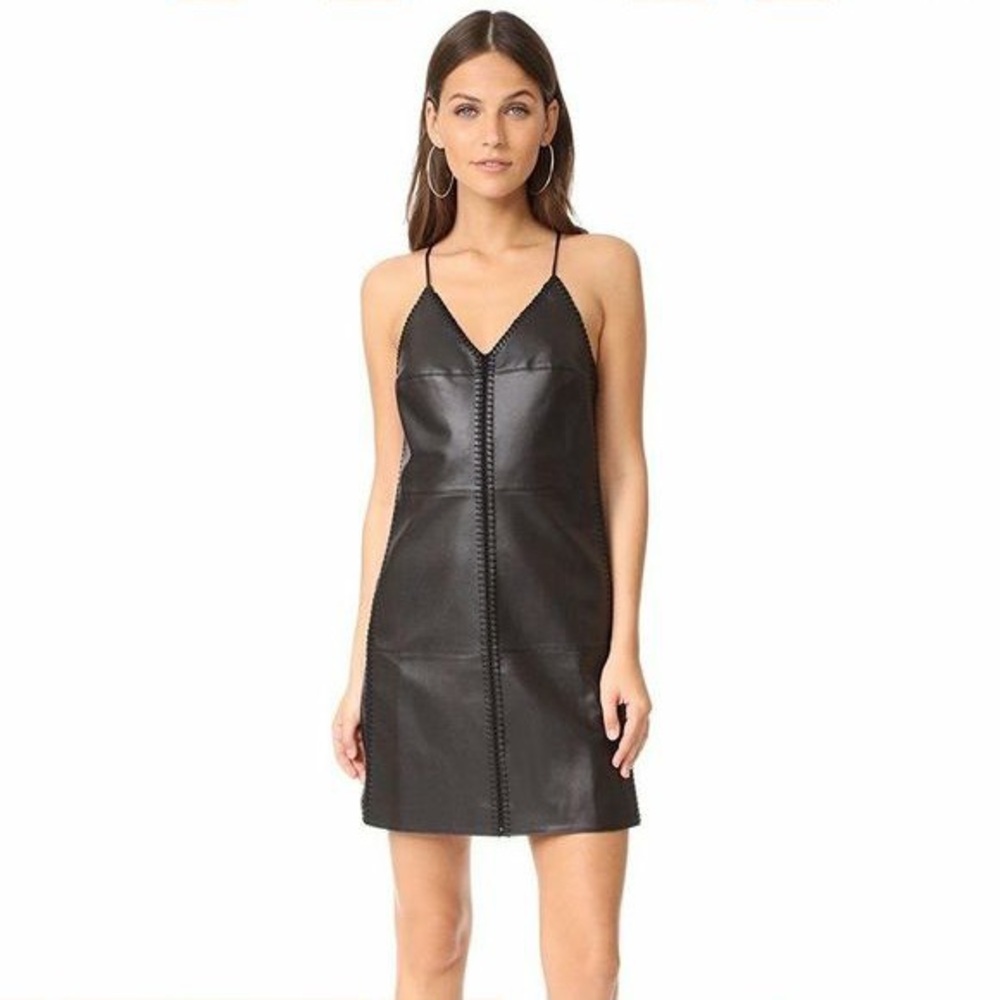Bailey44 Contrasting Faux Leather Dress, Size Small, Black